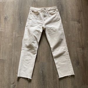 TopShop Raw Hem Crop Straight Leg Jeans